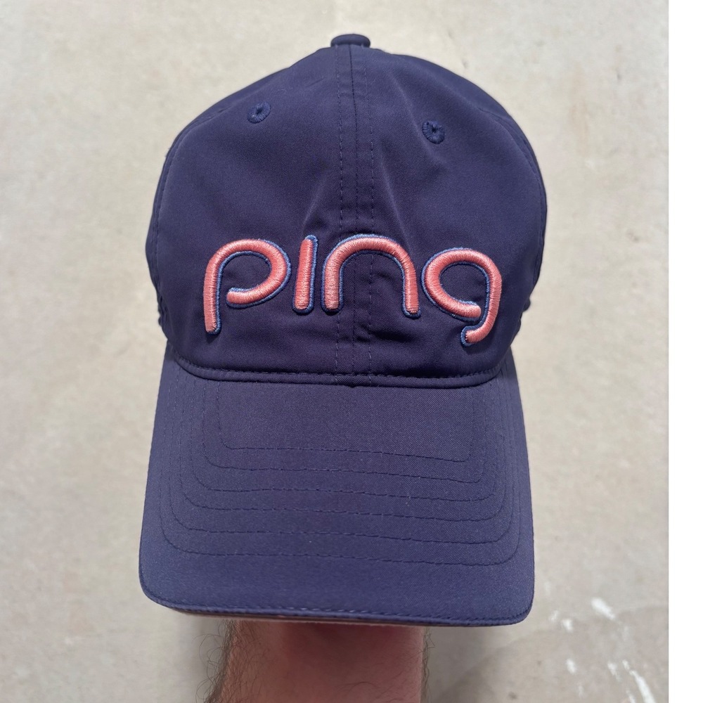 Ping Golf Hat Navy Blue Pink Embroidered Logo Adjustable Performance Cap